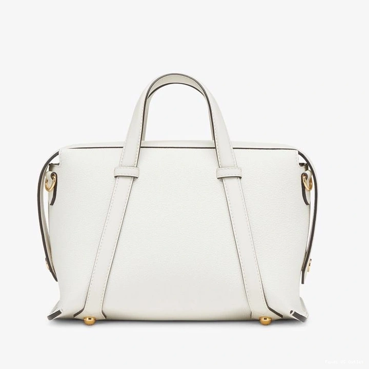 Cheap HOT In 365 White Grained Medium Bag Boston Leather Fendi 0723